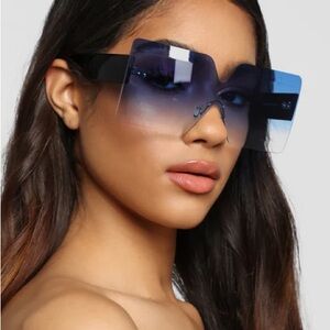 Fashion Nova New Era Sunglasses Blue Oversized Shield OS NWT